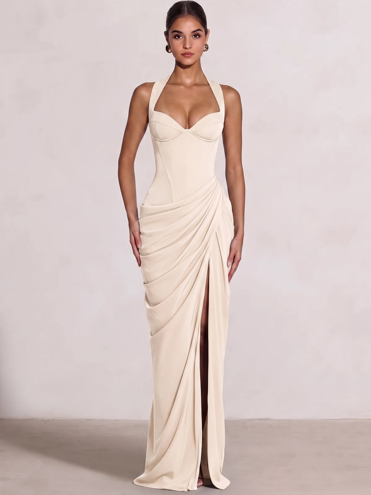 Sheath/Column Evening Dresses Sweetheart Sleeveless Floor-Length Side Split With Boning Criss Cross Straps Lace-Up Formal Dresses