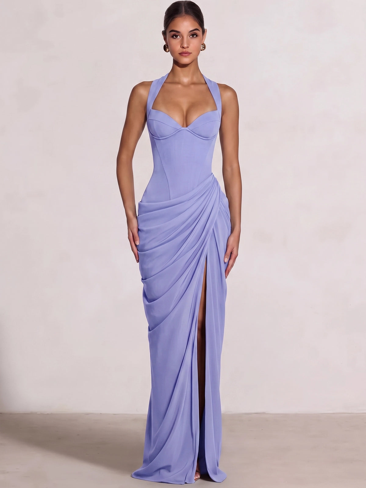 Sheath/Column Evening Dresses Sweetheart Sleeveless Floor-Length Side Split With Boning Criss Cross Straps Lace-Up Formal Dresses