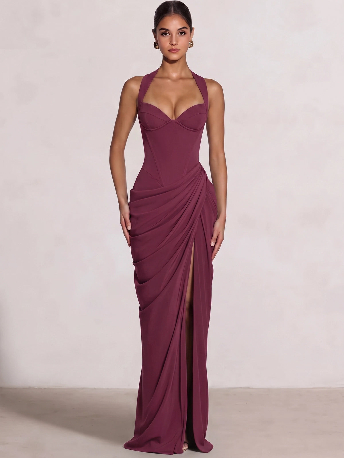 Sheath/Column Evening Dresses Sweetheart Sleeveless Floor-Length Side Split With Boning Criss Cross Straps Lace-Up Formal Dresses