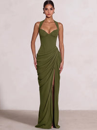 Sheath/Column Evening Dresses Sweetheart Sleeveless Floor-Length Side Split With Boning Criss Cross Straps Lace-Up Formal Dresses