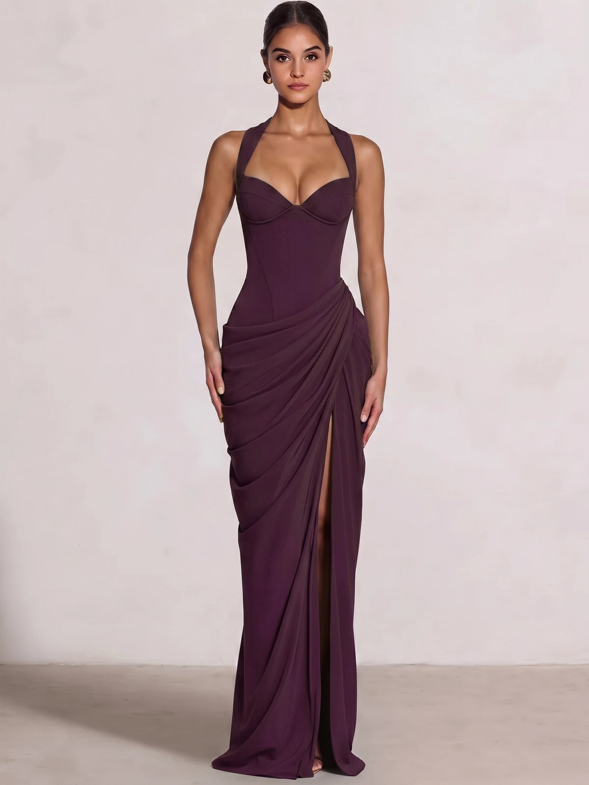 Sheath/Column Evening Dresses Sweetheart Sleeveless Floor-Length Side Split With Boning Criss Cross Straps Lace-Up Formal Dresses