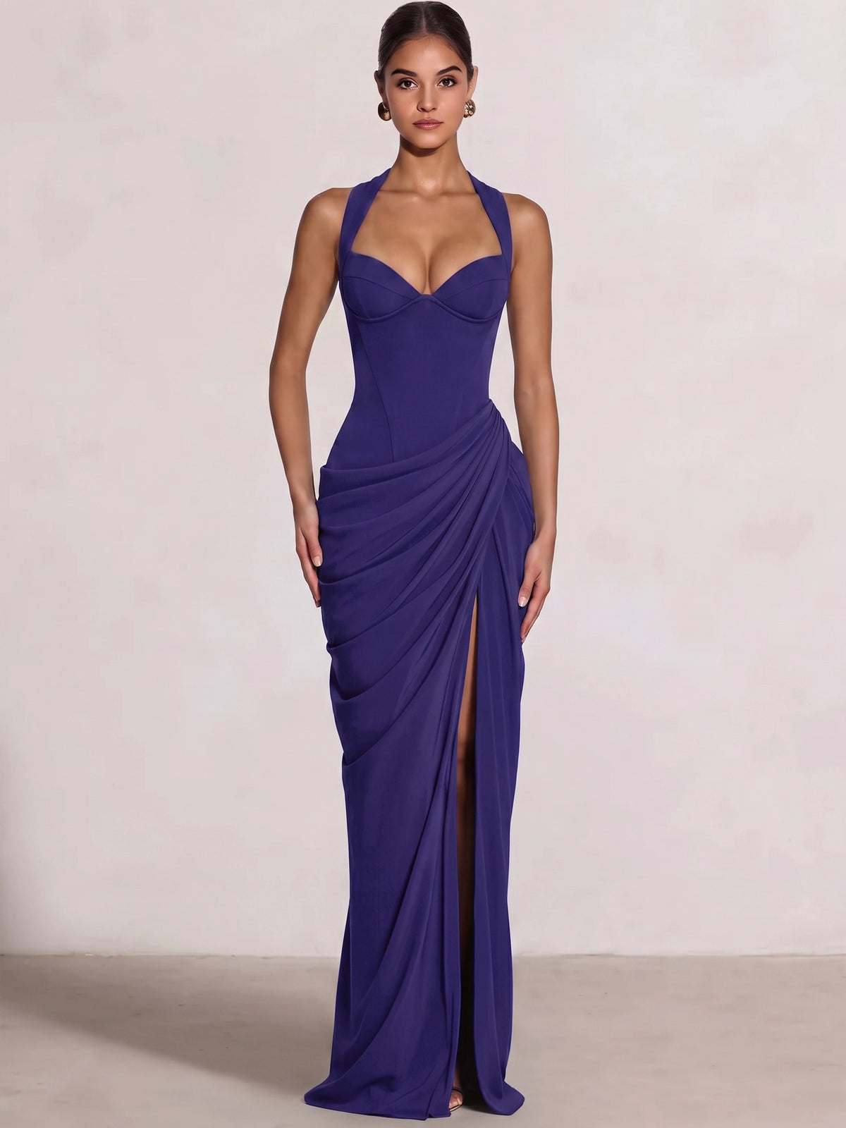 Sheath/Column Evening Dresses Sweetheart Sleeveless Floor-Length Side Split With Boning Criss Cross Straps Lace-Up Formal Dresses