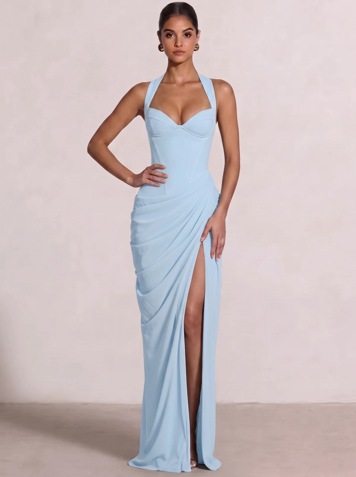 Sheath/Column Evening Dresses Sweetheart Sleeveless Floor-Length Side Split With Boning Criss Cross Straps Lace-Up Formal Dresses