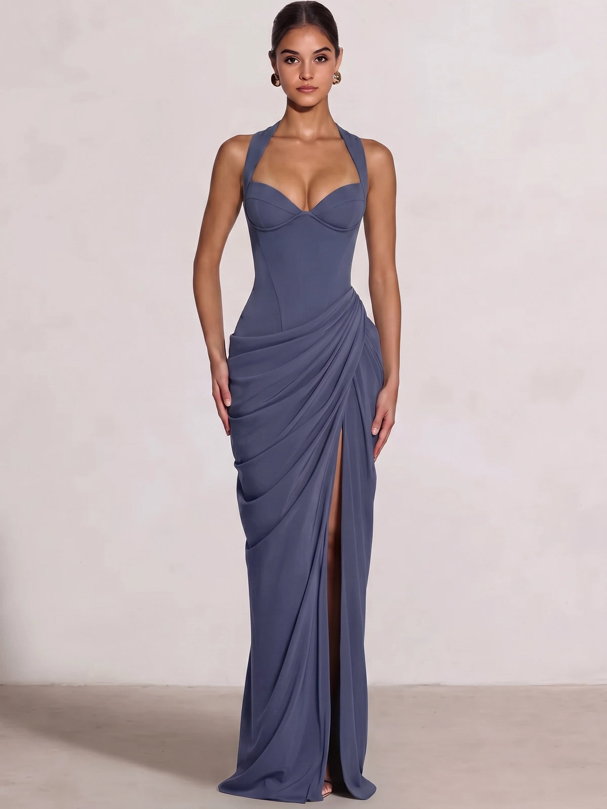 Sheath/Column Evening Dresses Sweetheart Sleeveless Floor-Length Side Split With Boning Criss Cross Straps Lace-Up Formal Dresses