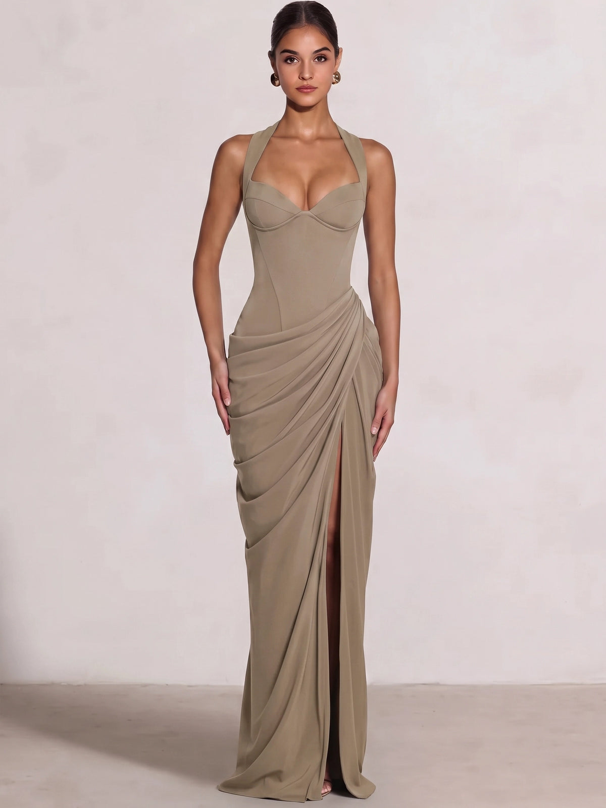 Sheath/Column Evening Dresses Sweetheart Sleeveless Floor-Length Side Split With Boning Criss Cross Straps Lace-Up Formal Dresses