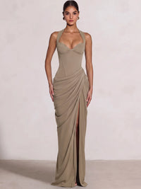 Sheath/Column Evening Dresses Sweetheart Sleeveless Floor-Length Side Split With Boning Criss Cross Straps Lace-Up Formal Dresses