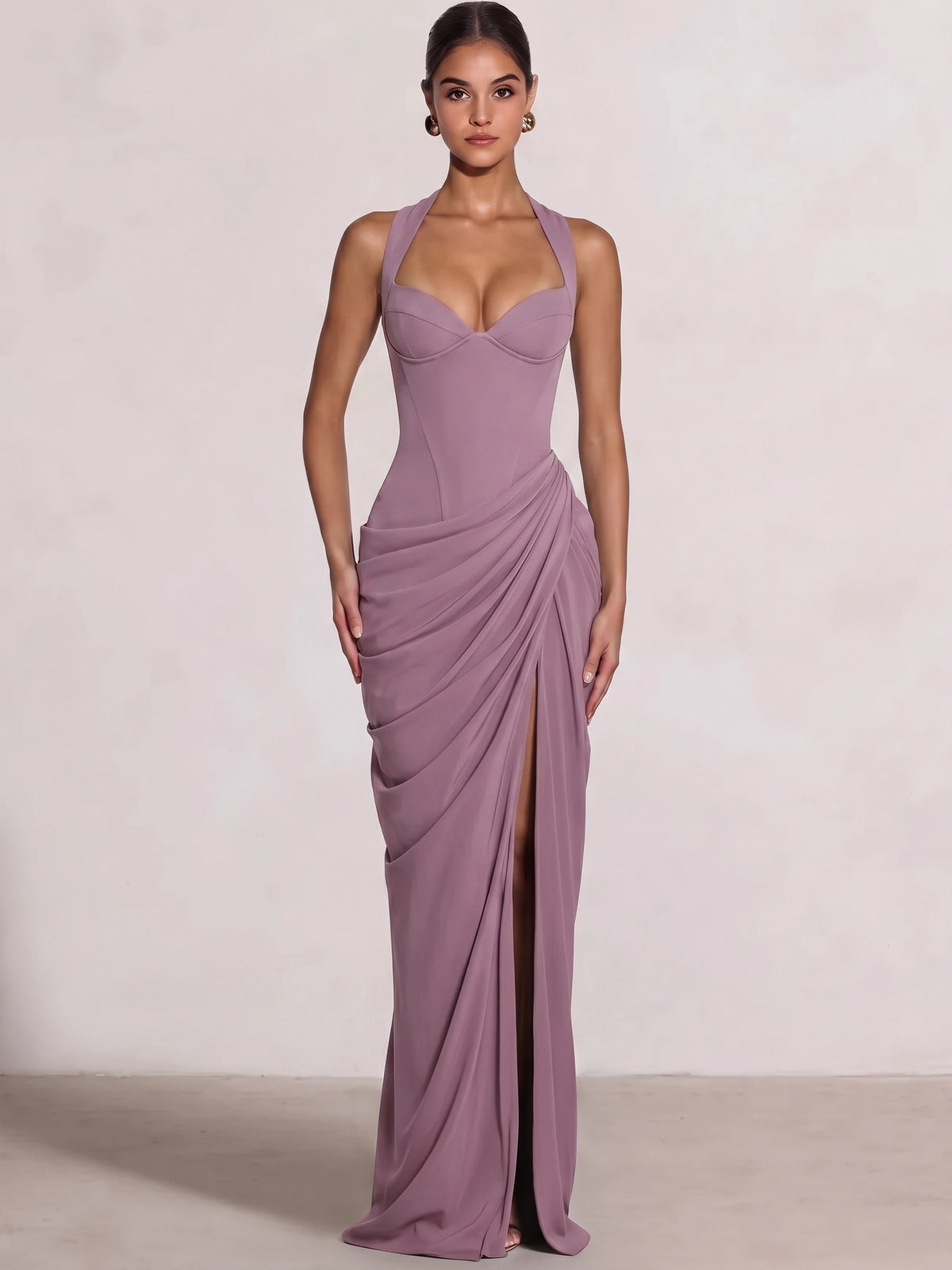 Sheath/Column Evening Dresses Sweetheart Sleeveless Floor-Length Side Split With Boning Criss Cross Straps Lace-Up Formal Dresses