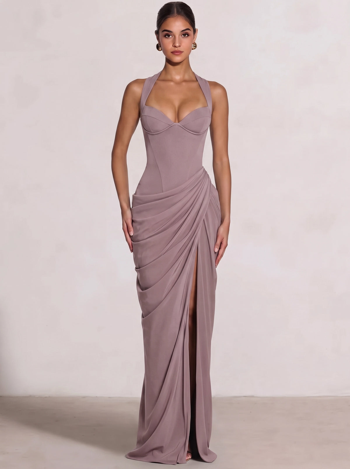 Sheath/Column Evening Dresses Sweetheart Sleeveless Floor-Length Side Split With Boning Criss Cross Straps Lace-Up Formal Dresses