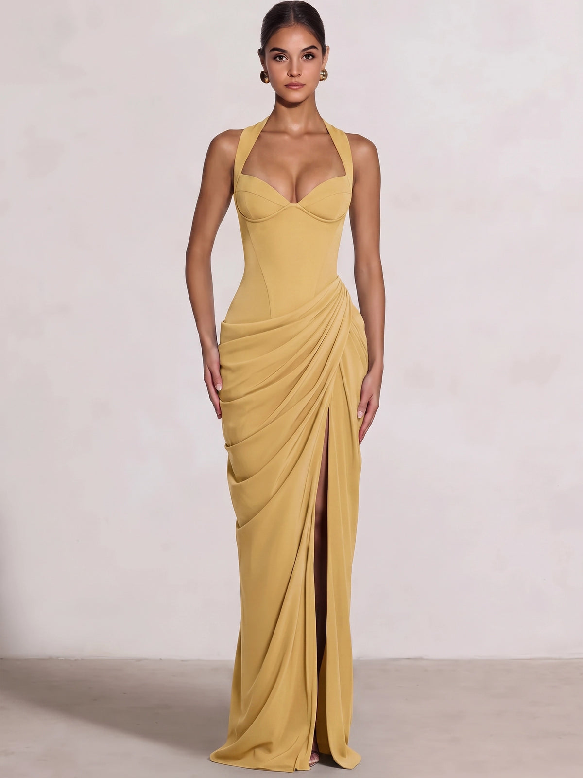 Sheath/Column Evening Dresses Sweetheart Sleeveless Floor-Length Side Split With Boning Criss Cross Straps Lace-Up Formal Dresses