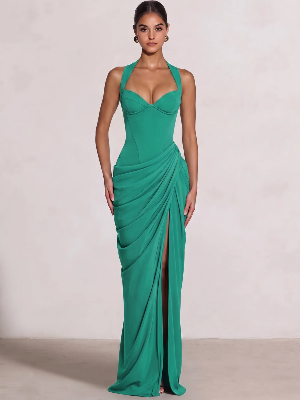 Sheath/Column Evening Dresses Sweetheart Sleeveless Floor-Length Side Split With Boning Criss Cross Straps Lace-Up Formal Dresses