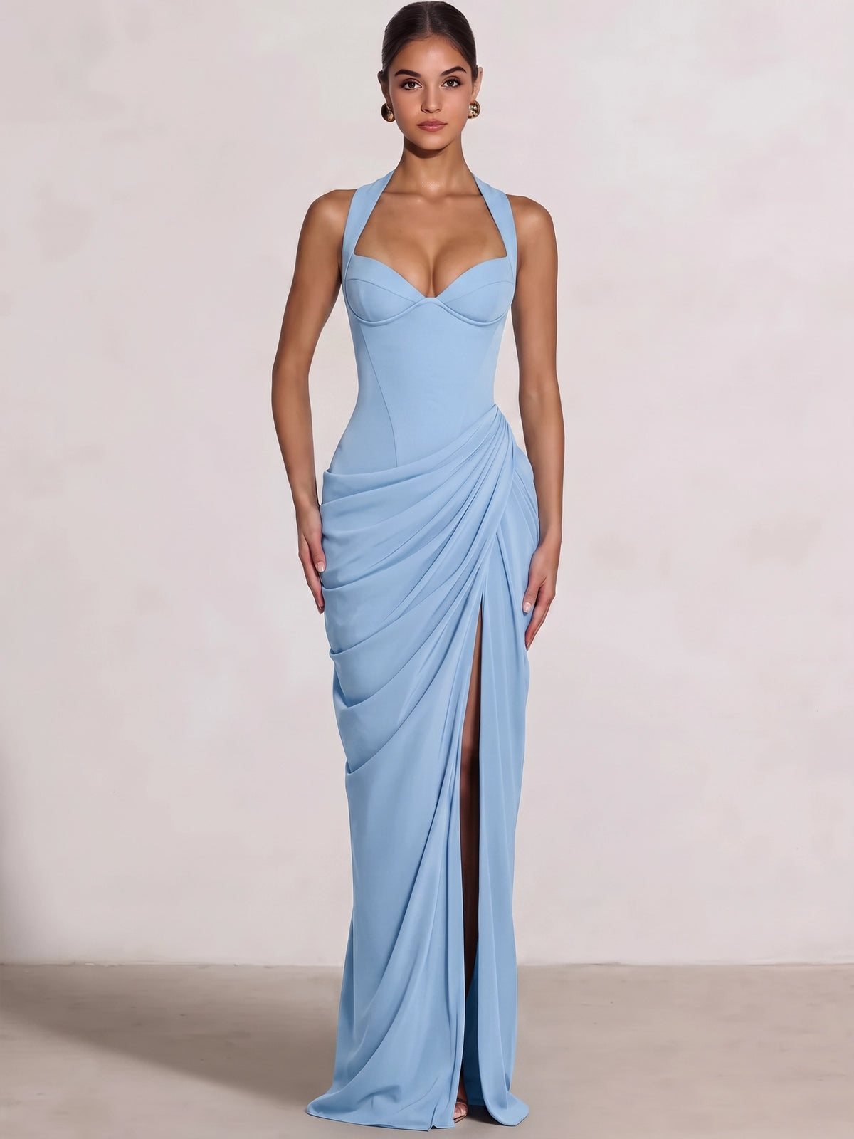 Sheath/Column Evening Dresses Sweetheart Sleeveless Floor-Length Side Split With Boning Criss Cross Straps Lace-Up Formal Dresses
