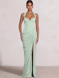 Sheath/Column Evening Dresses Sweetheart Sleeveless Floor-Length Side Split With Boning Criss Cross Straps Lace-Up Formal Dresses