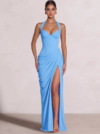 Sheath/Column Evening Dresses Sweetheart Sleeveless Floor-Length Side Split With Boning Criss Cross Straps Lace-Up Formal Dresses