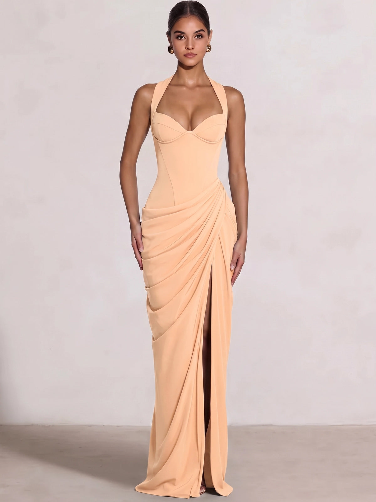 Sheath/Column Evening Dresses Sweetheart Sleeveless Floor-Length Side Split With Boning Criss Cross Straps Lace-Up Formal Dresses