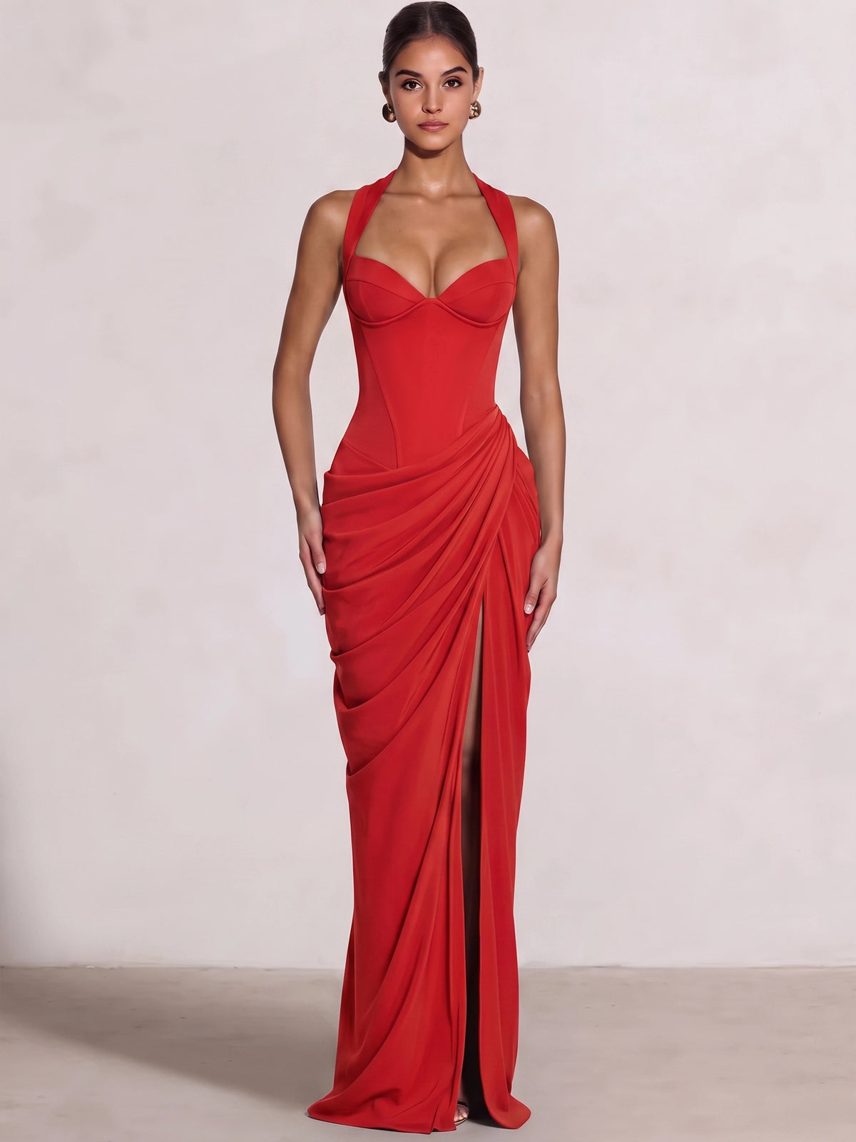 Sheath/Column Evening Dresses Sweetheart Sleeveless Floor-Length Side Split With Boning Criss Cross Straps Lace-Up Formal Dresses