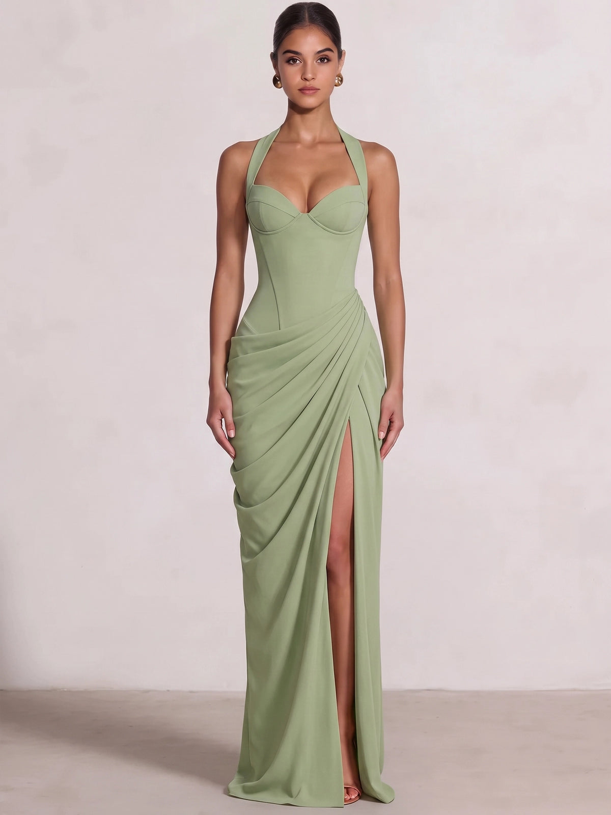 Sheath/Column Evening Dresses Sweetheart Sleeveless Floor-Length Side Split With Boning Criss Cross Straps Lace-Up Formal Dresses