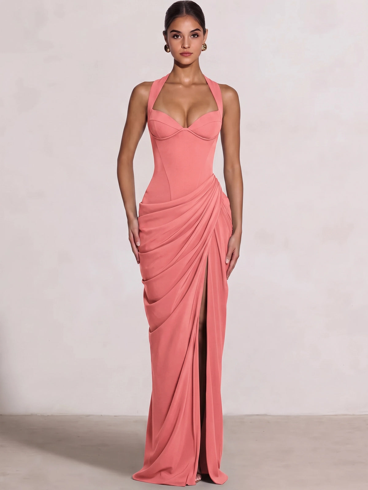 Sheath/Column Evening Dresses Sweetheart Sleeveless Floor-Length Side Split With Boning Criss Cross Straps Lace-Up Formal Dresses