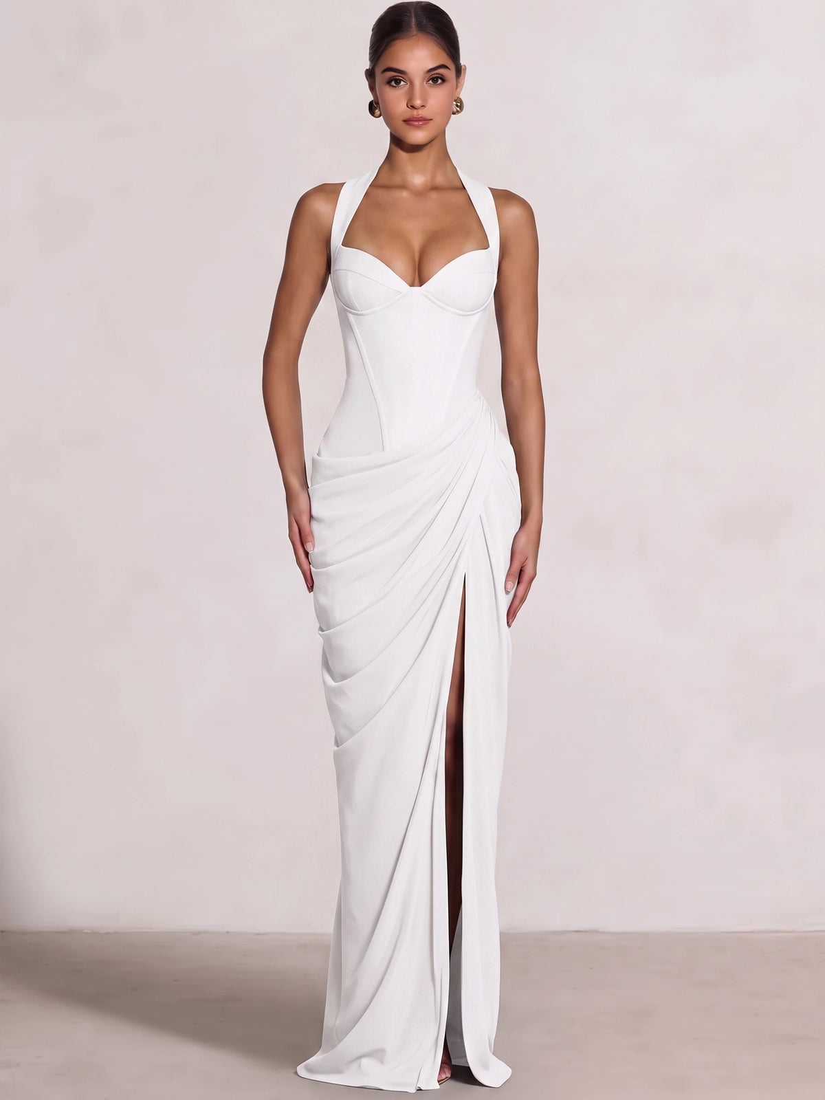 Sheath/Column Evening Dresses Sweetheart Sleeveless Floor-Length Side Split With Boning Criss Cross Straps Lace-Up Formal Dresses