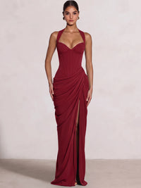 Sheath/Column Evening Dresses Sweetheart Sleeveless Floor-Length Side Split With Boning Criss Cross Straps Lace-Up Formal Dresses