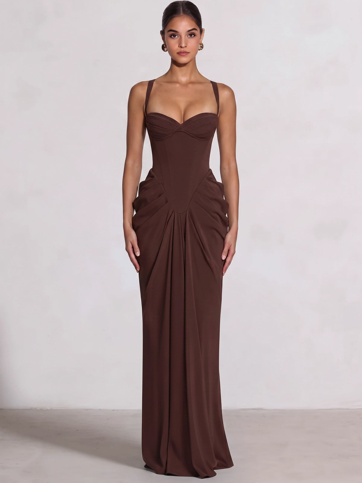 Sheath/Column Evening Dresses Sweetheart Sleeveless Floor-Length With Corset Pleated Formal Dresses Lace-Up