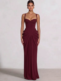 Sheath/Column Evening Dresses Sweetheart Sleeveless Floor-Length With Corset Pleated Formal Dresses Lace-Up