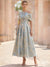 A-Line Cocktail Dress Jacquard Satin Ruched One-Shoulder 1/2 Sleeves Formal Elegant Dress Ankle-Length Pockets Wedding Guest