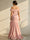 Mermaid/Trumpet Evening Dress Off-The-Shoulder Sleeveless Pink Floor-Length High-Slit Ruffles With Flower
