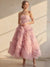 Ball Gown Strapless Cocktail Dress Sleeveless Elegant Tea-Length Party Dance With Ruffles Ruched Pleats