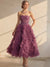 Ball Gown Strapless Cocktail Dress Sleeveless Elegant Tea-Length Party Dance With Ruffles Ruched Pleats