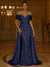 Sequin Mermaid/Trumpet Evening Dresses Elegant Formal Dress Floor-Length Sleeveless Off-The-Shoulder With Overskirt Ruched Wedding Guest