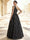 A-Line/Princess Evening Dress Satin One-Shoulder Sleeveless Floor-Length Formal Dresses With Polka Dots Wedding Guest