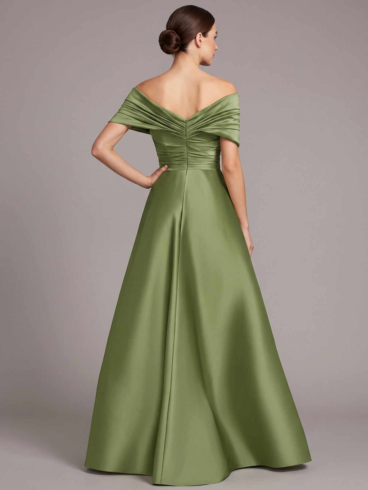 A-Line Mother Of The Bride Dresses Beaded Embroidery Sleeveless Floor-Length Off-The-Shoulder Ruched Floral Elegant Formal Wedding Guest Dresses With Overskirt
