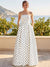 A-Line/Princess Evening Dress Satin Strapless Sleeveless Floor-Length Formal Dresses With Polka Dots Pockets Wedding Guest