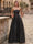 A-Line/Princess Evening Dress Satin Strapless Sleeveless Floor-Length Formal Dresses With Polka Dots Pockets Wedding Guest