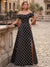 A-Line/Princess Evening Dress Satin Off-The-Shoulder Sleeveless Floor-Length Formal Dresses With Polka Dots Split Side Wedding Guest
