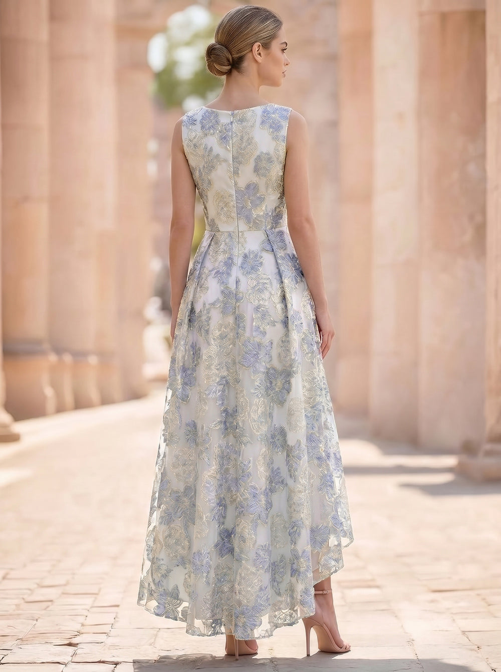 A-Line/Princess Floral Cocktail Dresses Sleeveless Semi-Formal Dress with Pocket For Mother Of The Bride
