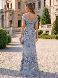 Sheath Mother of the Bride Dresses V-Neck Short Sleeves Floor-Length Embroidered Dresses Floral Dresses With Ruffles/Pleats/Back Zipper