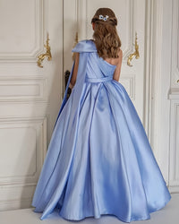 A-Line/Princess Flower Girl Dresses One-Shoulder Sleeveless Satin Elegant Ball Grown with Bow