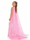 Pink Girls Prom Jumpsuits Elastic Satin Halter Heckline Sleeveless with Organza Cape