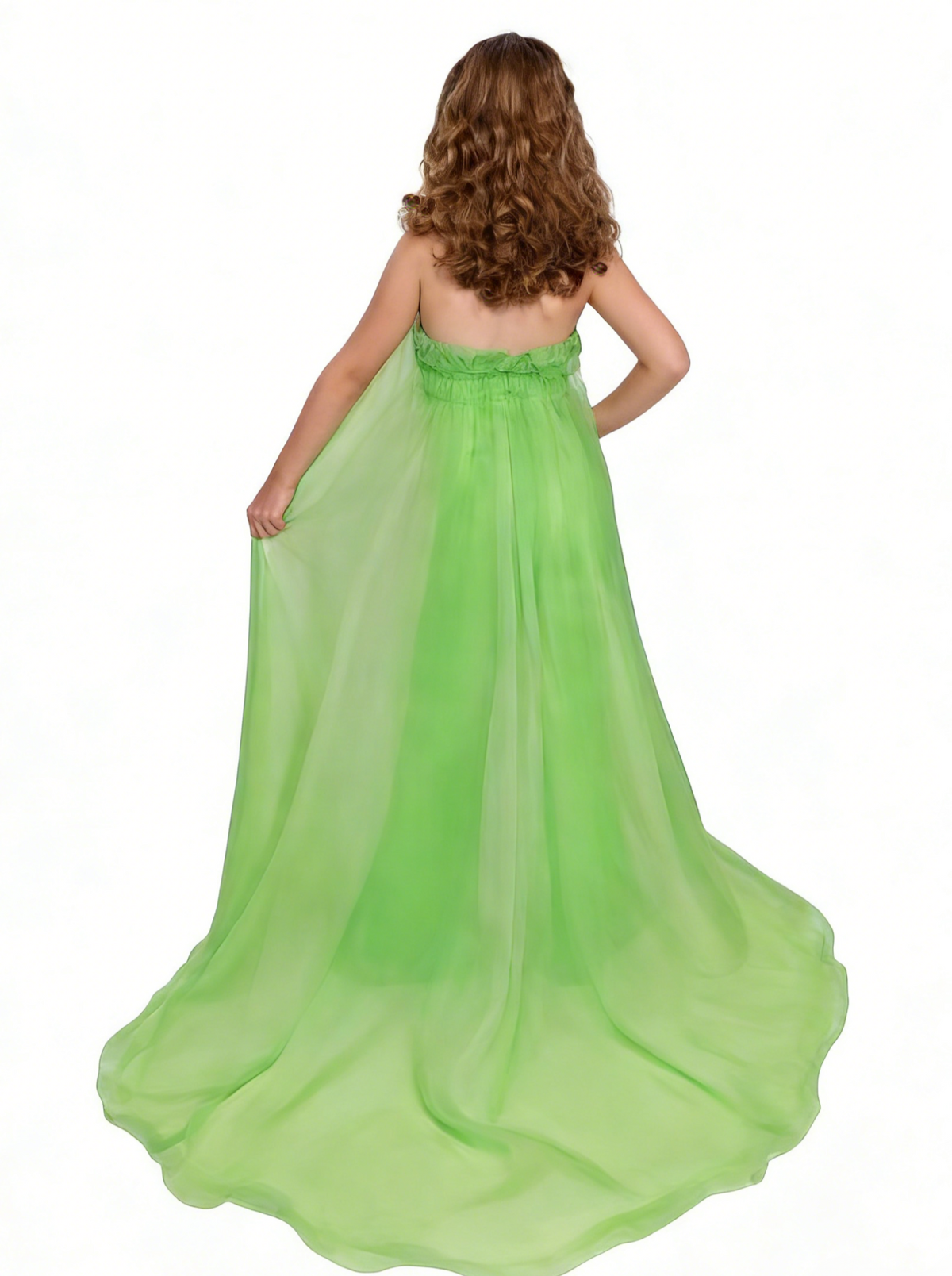 Lime Girls Prom Jumpsuits Sequins Halter Heckline Sleeveless Pageant & Performance Dresses with Organza Cape