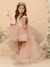 A-Line/Princess Asymmetrical High Low Flower Girl Dresses Scoop Neck Short Sleeves Elegant Girl Ball Grown with 3D Floral Appliques