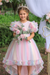 A-Line/Princess Asymmetrical High Low Flower Girl Dresses Scoop Neck Short Sleeves Girl Prom Garden Flower Girl Dress with Sequins