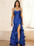 Trumpet/Mermaid Formal Corset Prom Dress Spaghetti Straps Floor-Length Ruffled With Split Side