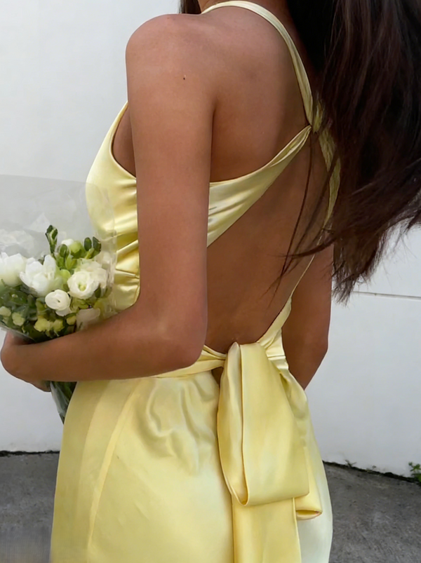 Sheath/Column Simple Prom Dress V Neck Sleeveless Floor-Length Formal Dress With Open Back