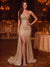 Sequin Mermaid/Trumpet Evening Gown Elegant Formal Dress Corset Wedding Floor Length Sleeveless Strapless Ruched Sequined with Cape