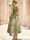 A-Line Cocktail Dress Elegant Jacquard Floral Dress Floor Length Sleeveless V Neck with Pocket Floral Wedding Guest Dress