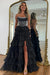 A-Line/Princess Prom Dresses Sweetheart Sleeveless Floor-length Corset Dresses With Layered Ruffle Rhinestone