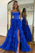 A-Line/Princess Prom Dresses Sweetheart Sleeveless Floor-length Corset Dresses With Layered Ruffle Rhinestone