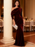 Mermaid Velvet Evening Gown Christmas Party Floor Length One Shoulder Long Sleeves Elegant Formal Dress