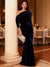 Mermaid Velvet Evening Gown Christmas Party Floor Length One Shoulder Long Sleeves Elegant Formal Dress